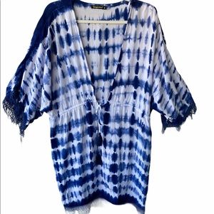 Spiaggia Dolce Blue & White Tie-dyed Swim Cover 1X